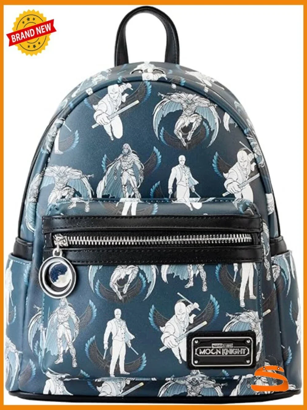 Moon Knight Marvel Faux Leather Mini Backpack, Adjustable Straps, 9x10x5